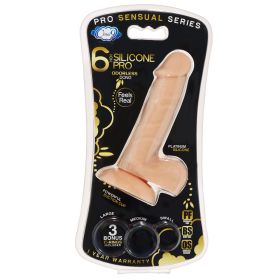 Pro Sensual Premium Silicone 6 Inch Dong With 3 Cockrings