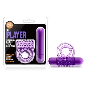 Play With Me the Player  Vibrating Double Strap Ring  Purple