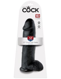 King Cock 12 Inch Cock With Balls (Option: Black)
