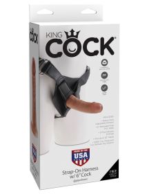 King Cock Strap on Harness With 6 Inch Cock (Option: Tan)