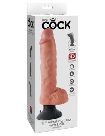 King Cock 10 Inch Vibrating Cock With Balls (Option: Flesh)