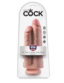 King Cock 9 Inch Two Cocks One Hole (Option: Flesh)