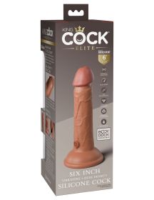 King Cock Elite 6 Inch Vibrating Silicone Dual Silicone Dual Density Cock (Option: Tan)