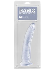 Basix Rubber Works Slim 7 Inch With Suction Cup (Option: Clear)