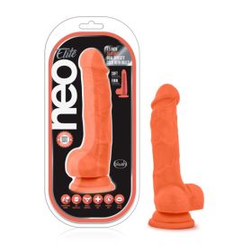 Neo Elite 7.5 Inch Silicone Dual Density Cock With Balls (Option: Neon Orange)