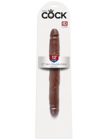 King Cock 12 Inch Slim Double Dildo (Option: Brown)