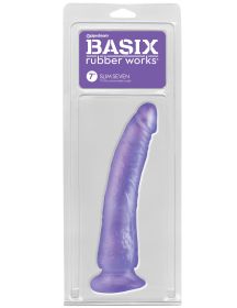 Basix Rubber Works Slim 7 Inch With Suction Cup (Option: Purple)