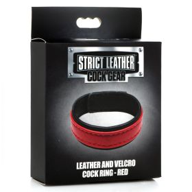 Leather and Velcro Cock Ring (Option: Red)