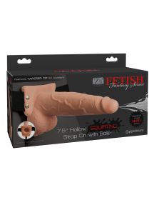Fetish Fantasy Series 7.5 Inch Hollow Squirting Strap on With Balls (Option: Flesh)