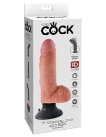 King Cock 7 Inch Vibrating Cock With Balls (Option: Flesh)