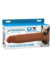 Fantasy X Tensions Elite 9" Silicone Hollow Strap on (Option: Brown)