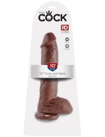 King Cock 10 Inch Cock With Balls (Option: Brown)