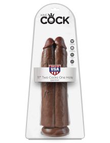 King Cock 11" Two Cocks One Hole (Option: Brown)