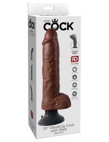 King Cock 10 Inch Vibrating Cock With Balls (Option: Brown)