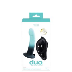 Duo Semi Realistic Dildo With Harness (Option: Turquoise/black)