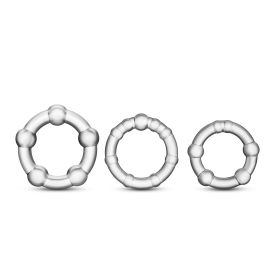 Stay Hard Beaded Cock Rings (Option: 3 Pack  Clear)