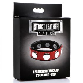 Cock Gear Leather Speed Snap Cock Ring (Option: Red)