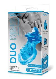 Bodywand Rechargeable Duo Ring With Clit Tickler (Option: Blue)