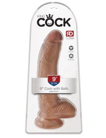 King Cock 9 Inch Cock With Balls (Option: Tan)