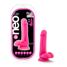 Neo Elite 6 Inch Silicone Dual Density Cock With Balls (Option: Neon Pink)