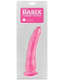 Basix Rubber Works Slim 7 Inch With Suction Cup (Option: Pink)