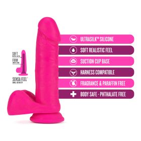Neo Elite 8 Inch Silicone Dual Density Cock With Balls (Option: Neon Pink)