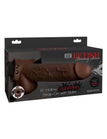 Fetish Fantasy Series 9 Inch Hollow Squirting Strap on With Balls (Option: Brown)